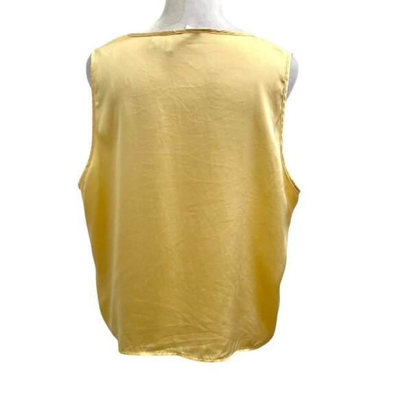 Vintage Victoria’s Secret 100% Silk Gold Label Lace-Up Tank Top Yellow sz Large - Picture 4 of 11